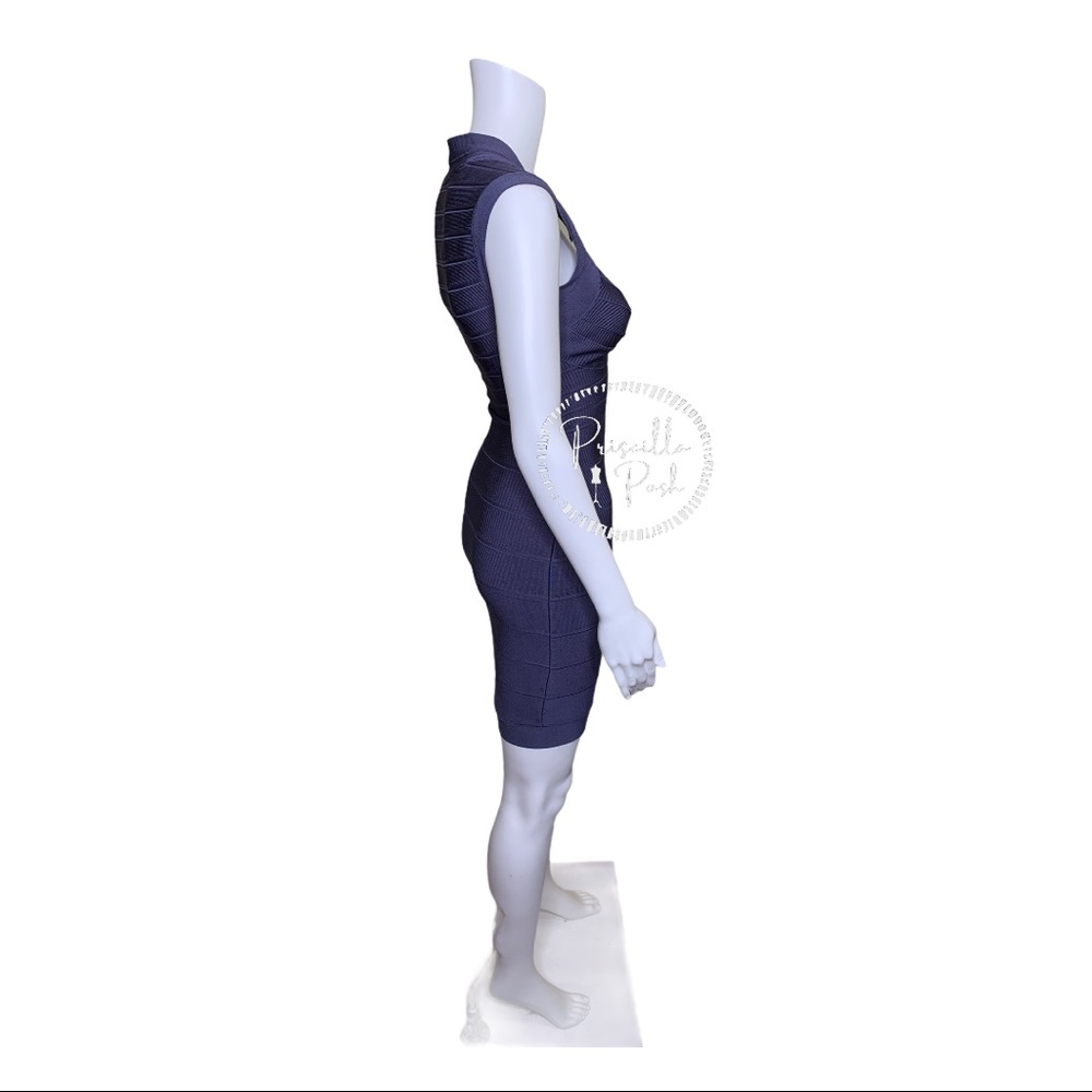 HERVÉ LÉGER Zip-front bandage dress indigo blue - Picture 9 of 16